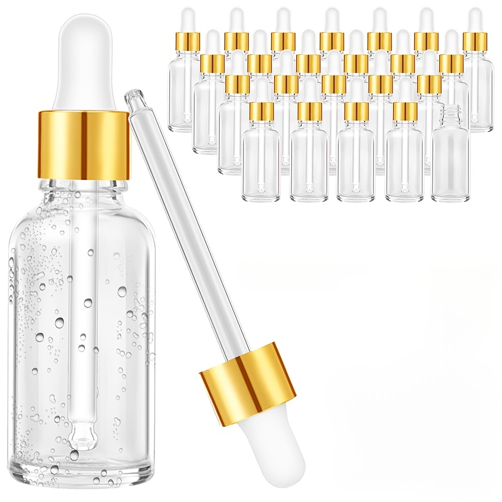 TEMU Flacons compte- en verre 24pcs, (30 ml) Flacons transparents épais avec bouchons dorés anti-fuite - Convient pour le stockage, les , les huiles
