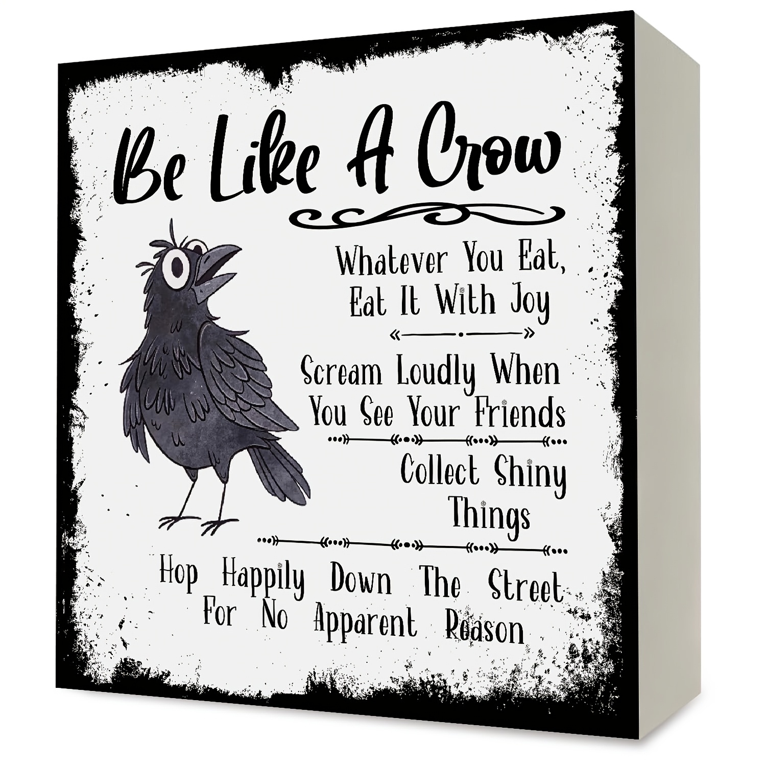TEMU Pvc Crow Desk Decor - & Motivational Symbol With /, Pvc Block Sign Suitable For Home Office, Classroom, Shelf Decoration - English Name For Use