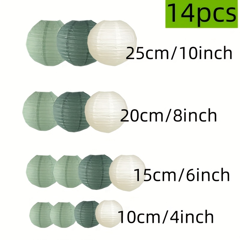 Image of Set Of 14 Stylish Round Paper Lanterns And White, Perfect For Indoor And Outdoor Decoration For Events Like Weddings, Birthdays, Christmas, And , Ideal For Ceiling , No Batteries Needed
