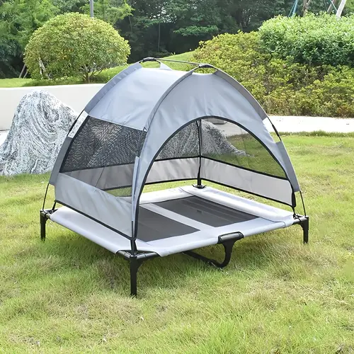 1pc outdoor dog bed with canopy cooling elevated dog bed with removable shade non slip feet raised dog cot bed for large dogs dog tent bed for camping