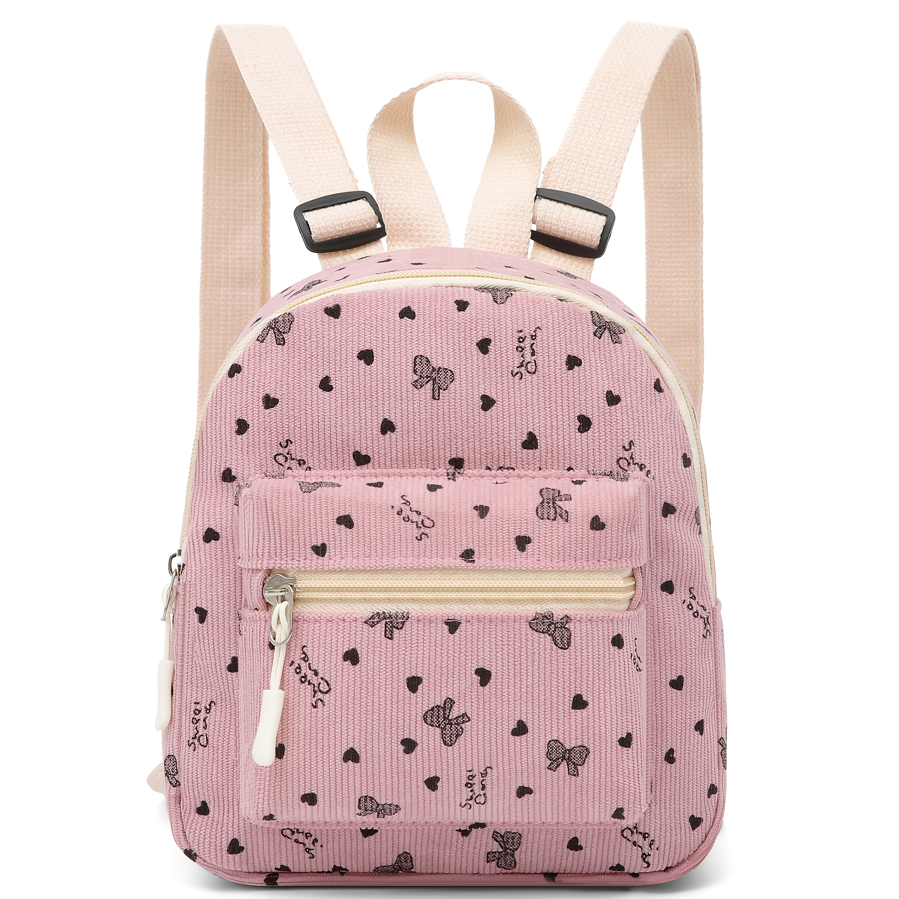 TEMU Stylish And Fresh Mini Corduroy School Backpack, And Versatile Small Backpack With Phone Storage Pouch