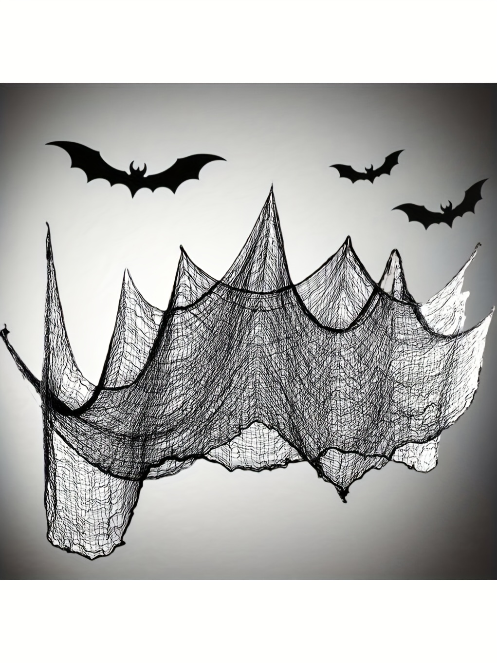 1pc/10pcs Black & White + Spider Web Mesh, Dark Gothic Style with Sheer Fabric and Irregular Netting / Wrinkled Drape Effect for a Lightweight Transparent Look - Perfect Halloween Decor to Create Mystery Atmosphere: Ideal Party Props or Porch Staircase Adornment