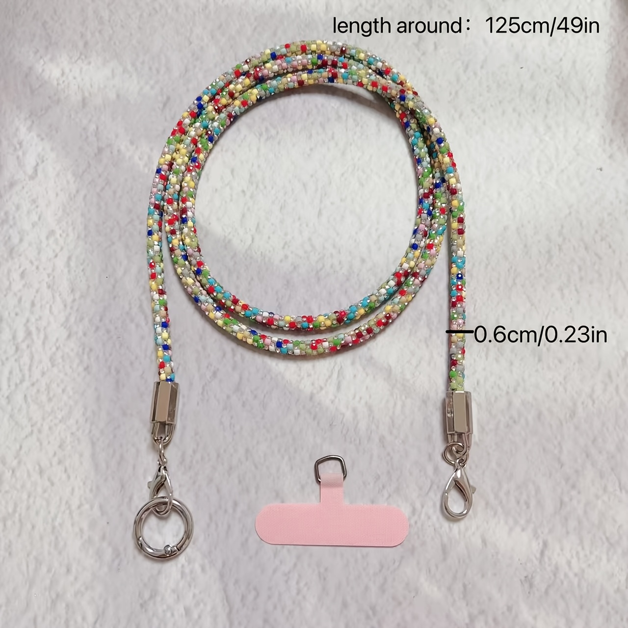 E-shop Handyband, langer Halsband, Boho-Stil Cross-Body lange Handykette, künstliche Strasssteine lange Handy-Lanyard, diagonales Schulterband,