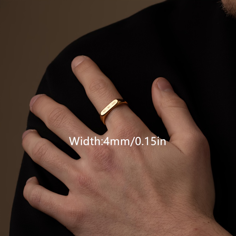 Custom Engraved Rectangle Ring, Personalized Name Bar Ring