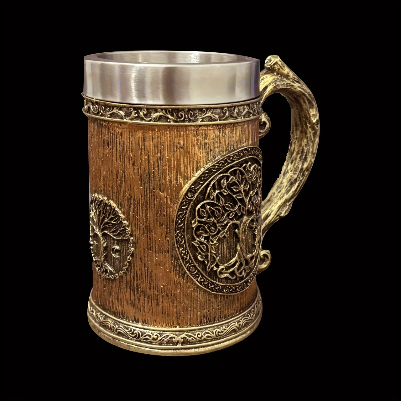 european medieval mythology   beer   600ml stainless steel mug with tree of   handcrafted vintage   for ale beverages recyclable non slip multipurpose ideal for christmas halloween gifts details 1