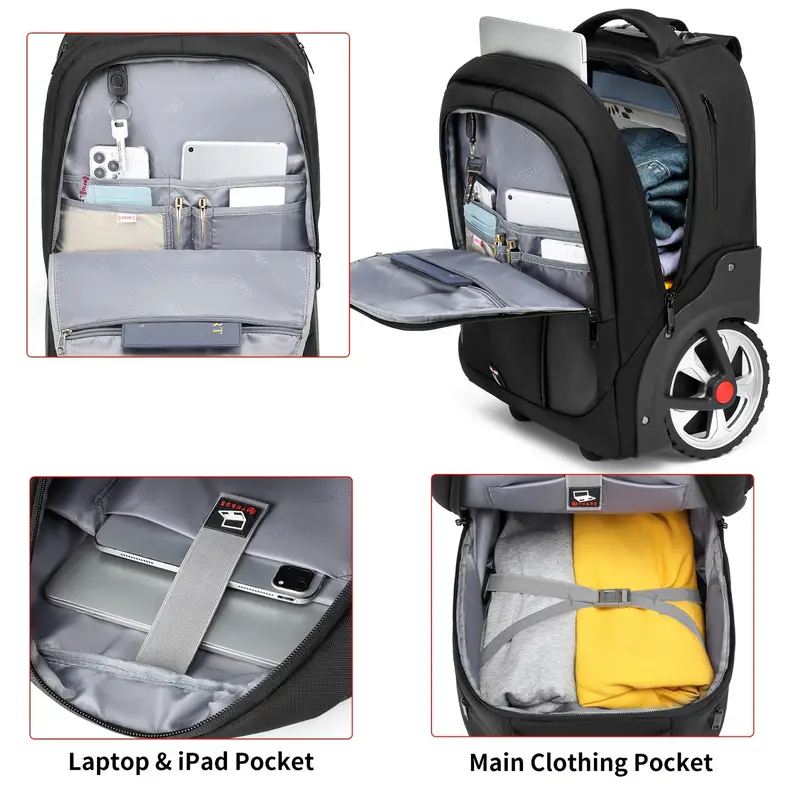 rolling backpack straight silent dual wheels large wheels - Temu rolling backpack straight silent dual wheels large wheels - Temu