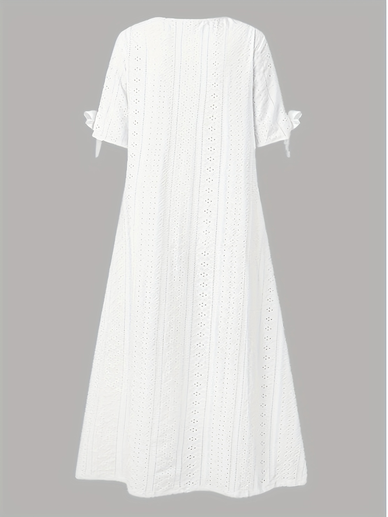 ladies casual loose summer dress solid color lace pleated v - Temu Spain
