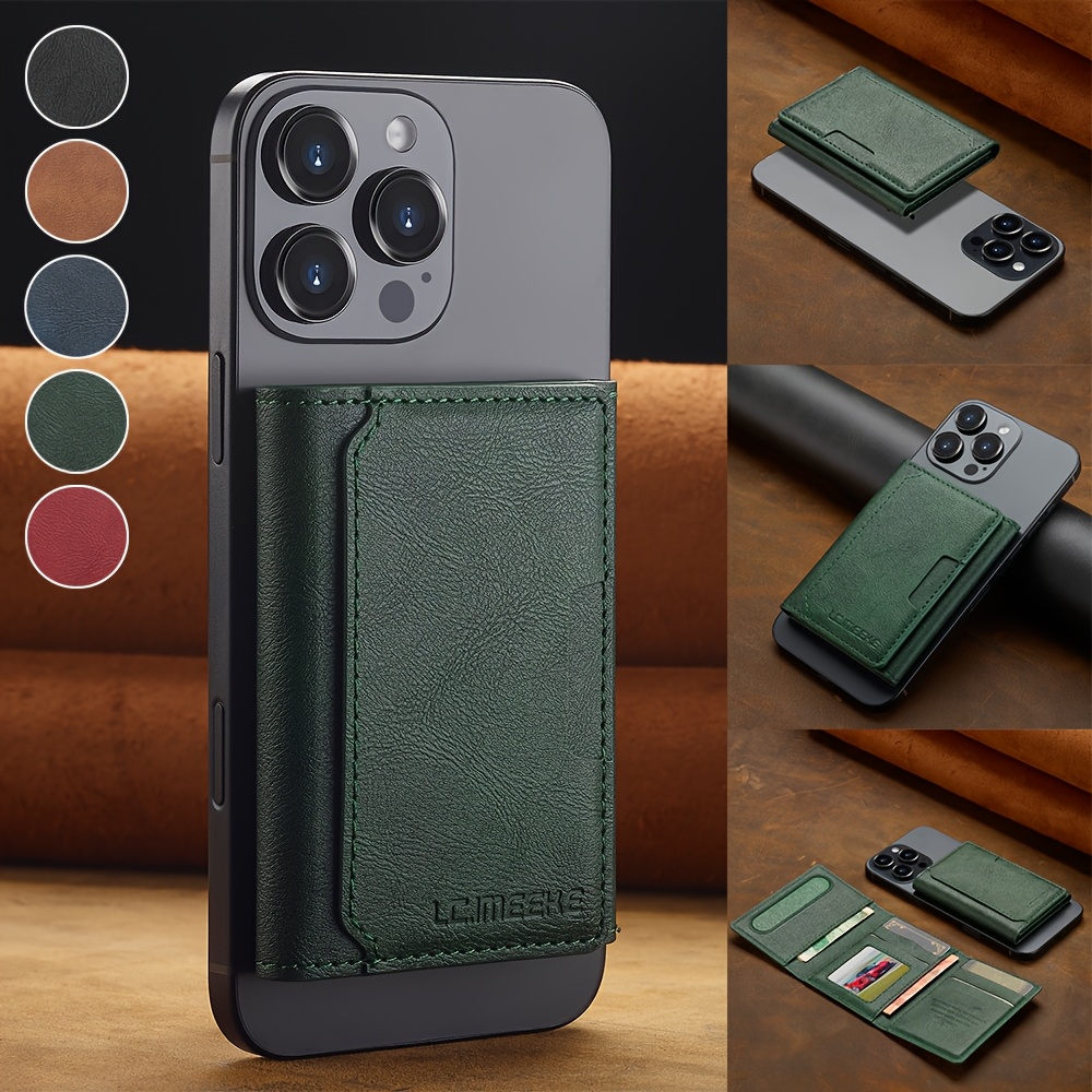 

Vintage Green Synthetic Leather Magnetic Flip Wallet With 5 Card Slots & Id Holder For Iphone 13 Pro Max - Stylish And Functional Accessory By Lc.imeeke