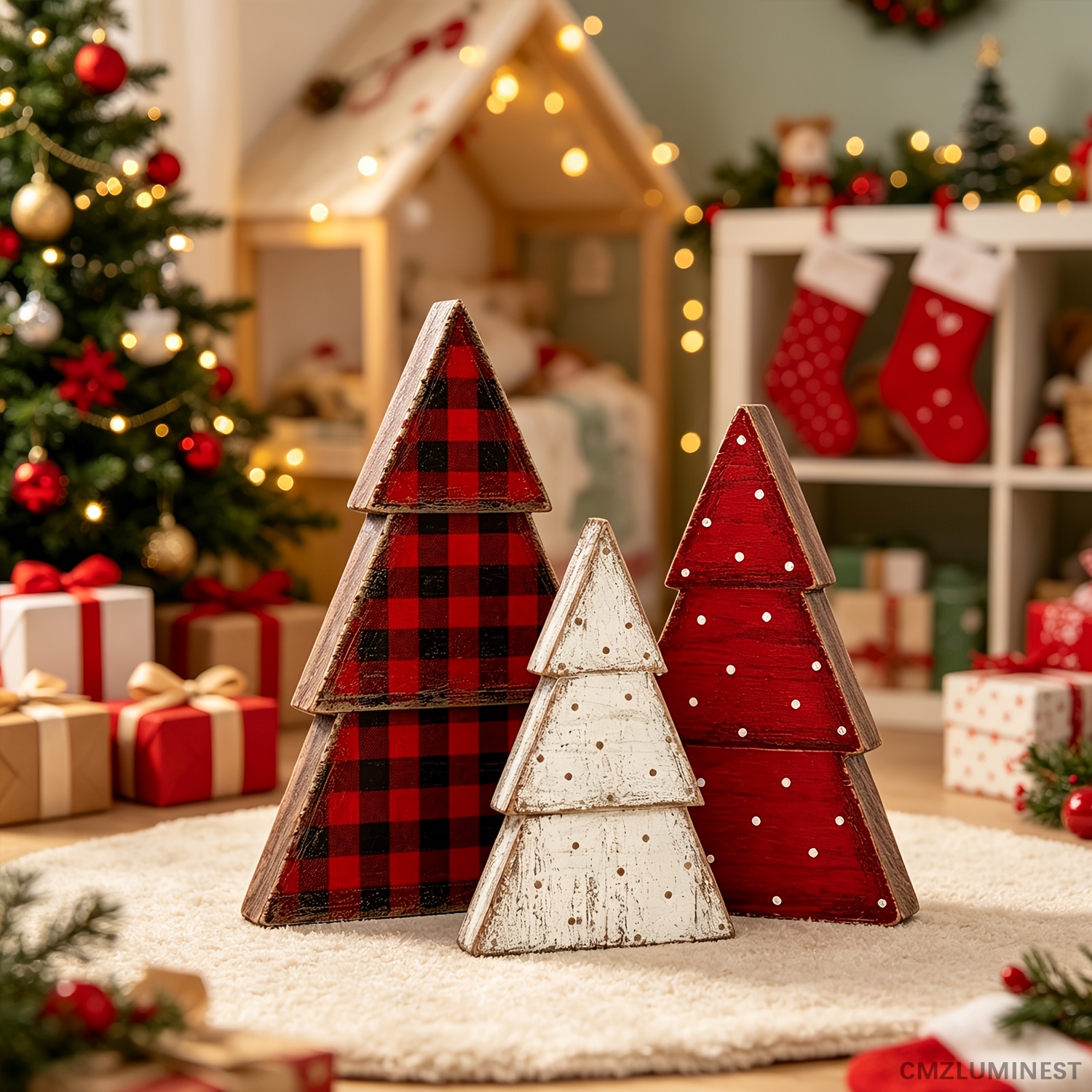 TEMU Christmas Tree Table Decoration, Wooden Christmas Tree Party Table Centerpiece, Mini Christmas Tree With Stars, Neutral And Independent