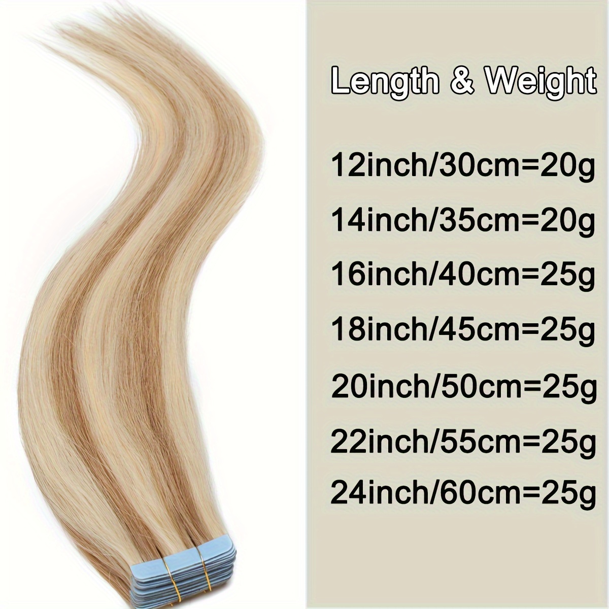 Benehair Tape In Hair Extensions Human Hair Real Human Hair Tape In Extensions Straight Highlight 100% Seamless Human Hair Extensions For Women 12-24 Inches 25g/pack 10pcs Skin Weft