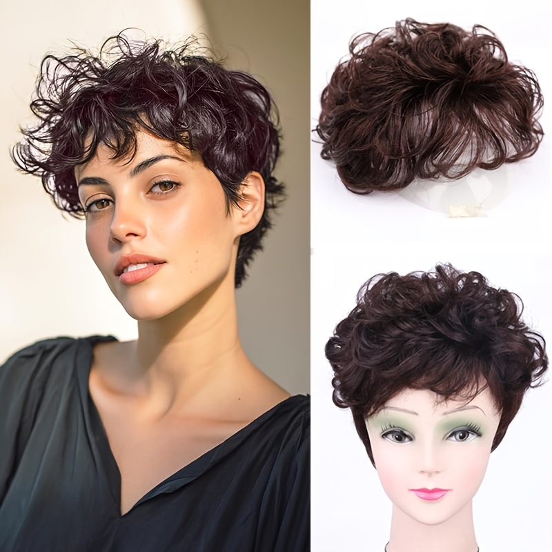 curly hair toppers with bangs sold on Temu United States display picture 1