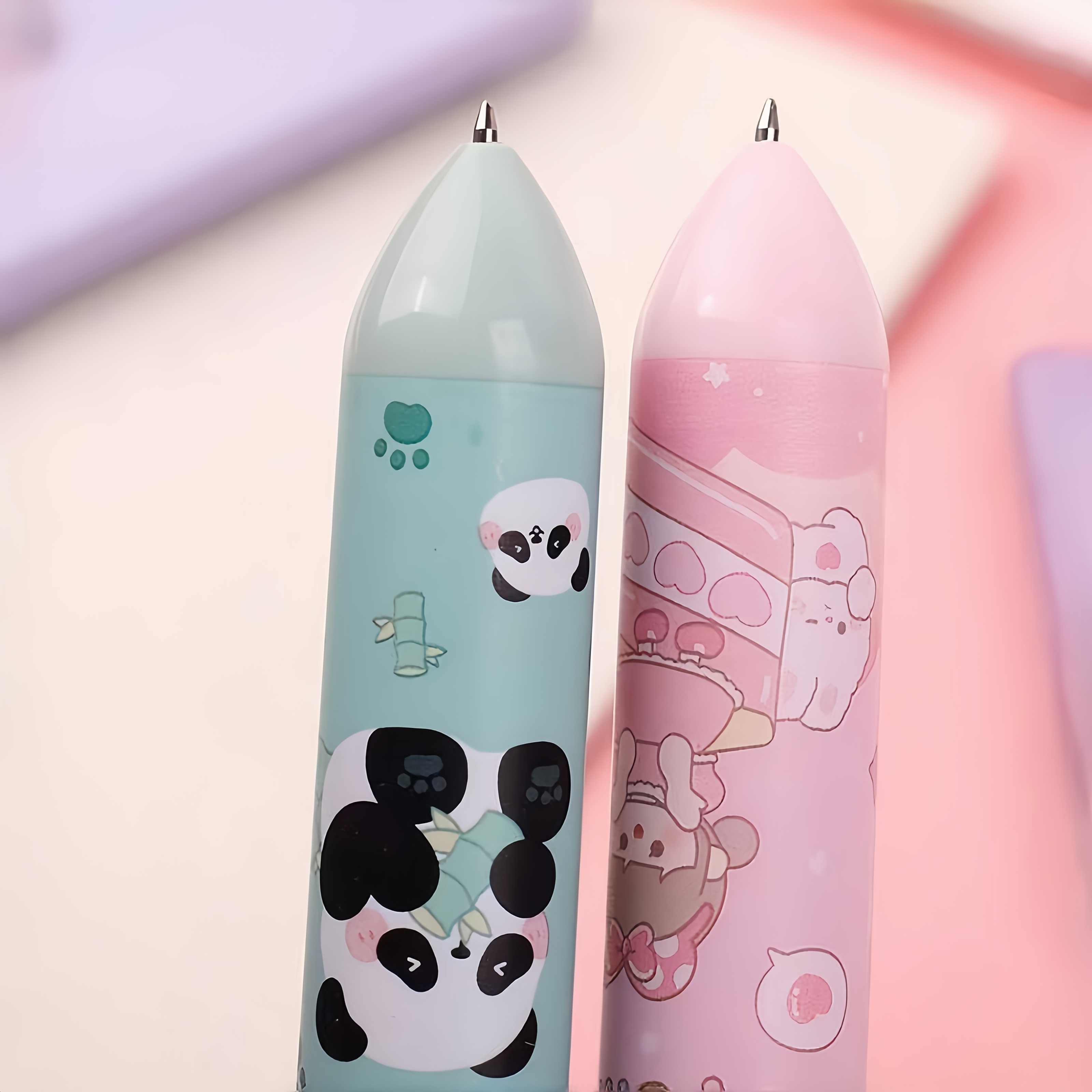 6 piece cute cartoon retractable ballpoint pens 10 color set with soft silicone 3d tips for   switching vibrant colors for hand lettering painting   art projects hand lettering tool artistic drawing pen   design fun stationery smooth writing pen silicone tip pen fine tip pen multicolor pen artists students Product details 8