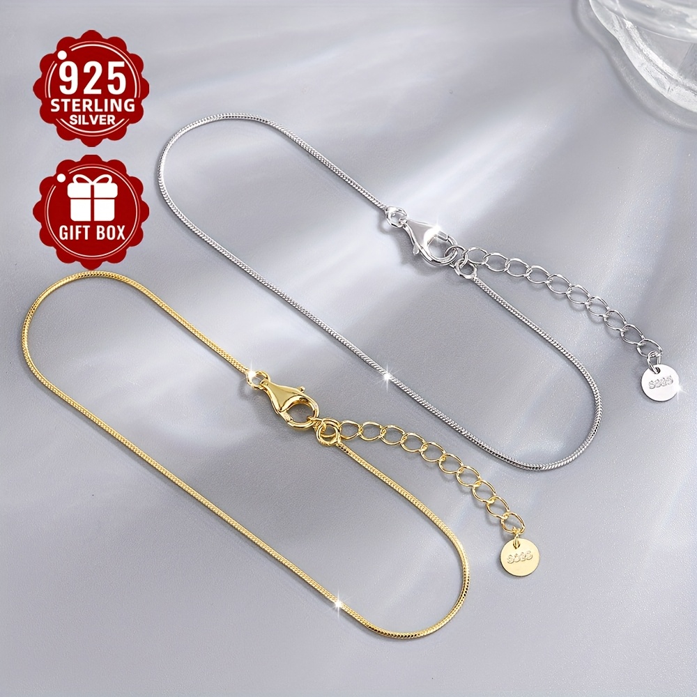 S925 Pure Silver Personalized Round Snake Bone Chain Bracelet