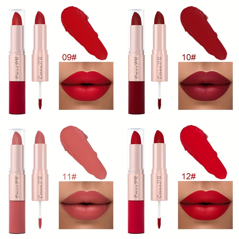TEMU 4pcs Matte Lipstick Waterproof, Durable, Easy To Apply, Hard To , Stain Resistant Liquid Lipstick Lip Gloss, Matte 2-in-1 Lip Makeup