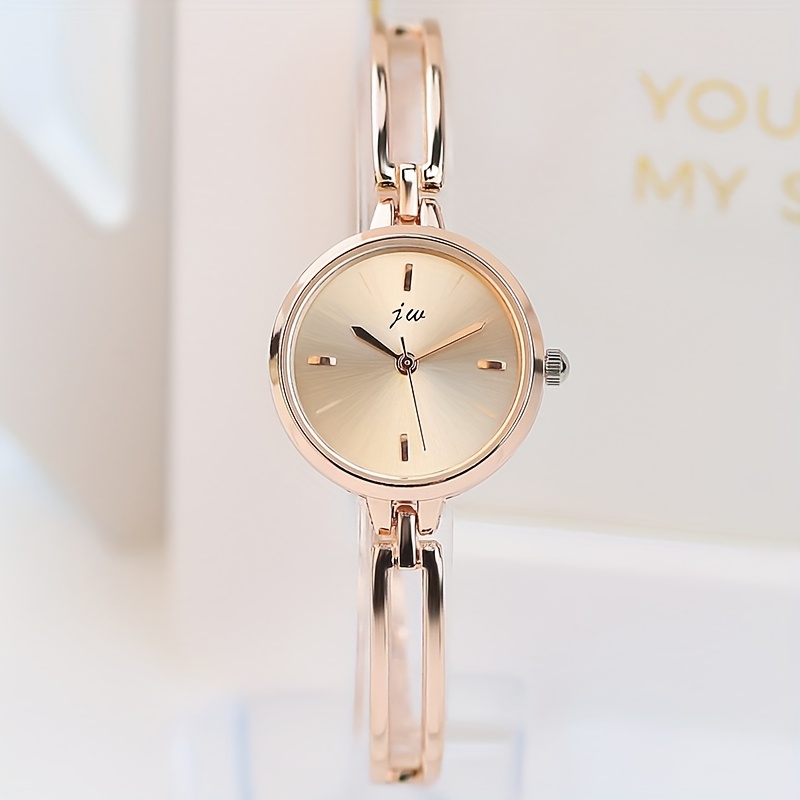 1pc Elegant Rose Golden Women's Quartz Watch with Rhinestone Accents, Vintage Style Alloy Bracelet, Round Dial, Perfect Holiday Gift for Her, Special Occasion Jewelry | Luxury Women's Watch | Zinc Alloy Bracelet
