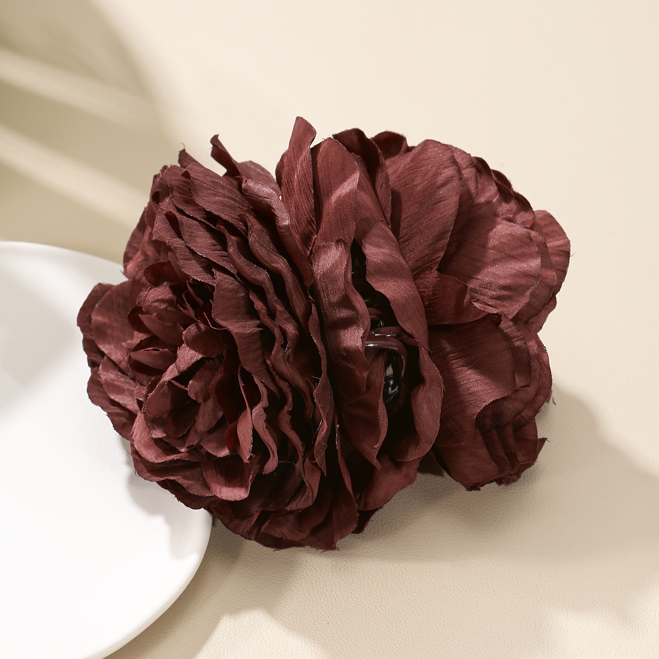 TEMU 1pc LNCHRAN Barrette Florale Vintage pour Femmes - Grande Épingle à Cheveux de Couleur Unie pour la Saint-Valentin, Fêtes & , Accessoires