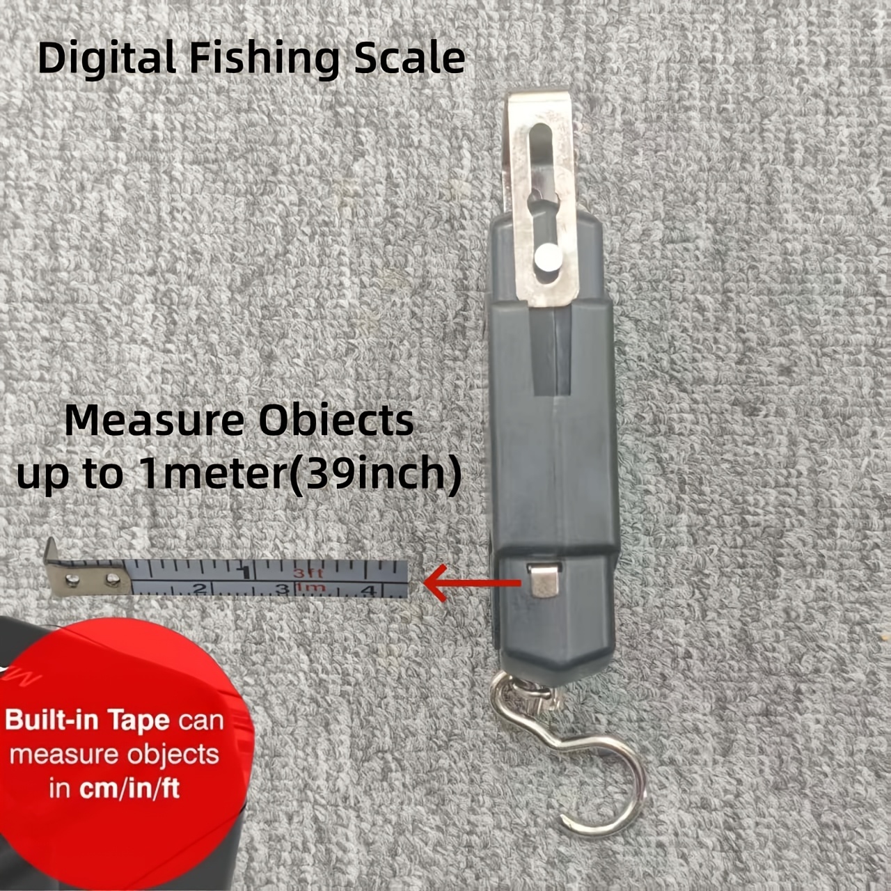 TEMU Electronic Fishing Scales, Portable Luggage Weight Scale With Backlit Lcd Display 110lb / 50kg Electronic Balance Fishing Postal Hanging Hook