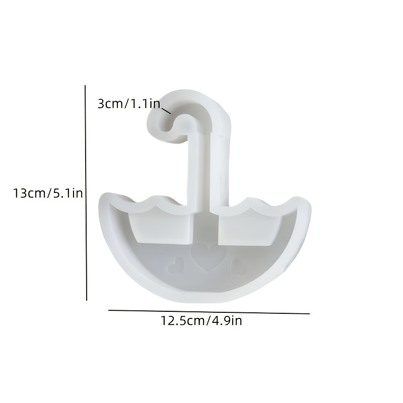 Image of 1 Silicone Resin Casting Mold In Of A Heart, Designed For A Mini Flower Pot That Resembles An Umbrella. Ideal For Projects Involving Resin