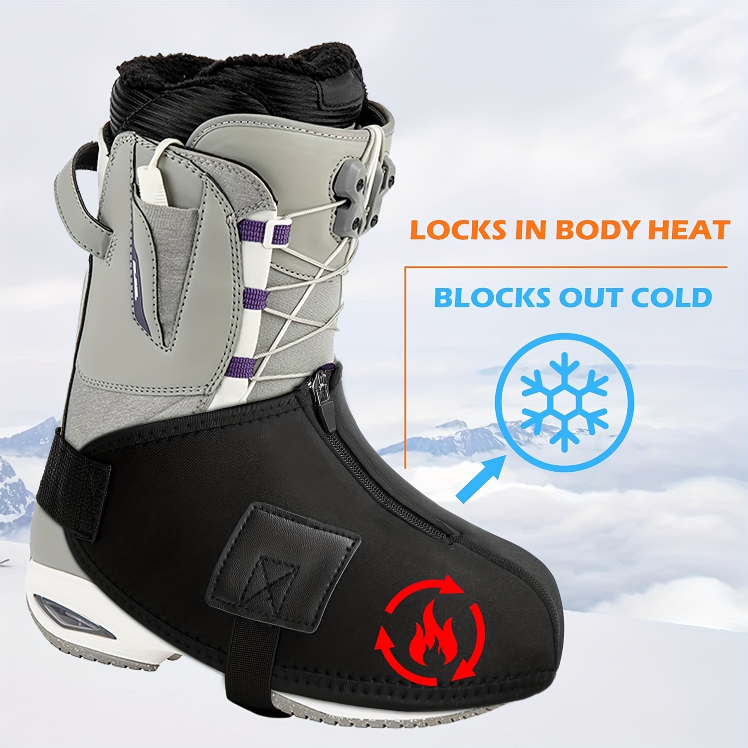 

5mm Neoprene Ski Boot Covers - Waterproof, & Warm For Winter Sports, Diving, Snow Boots, Snow Gear