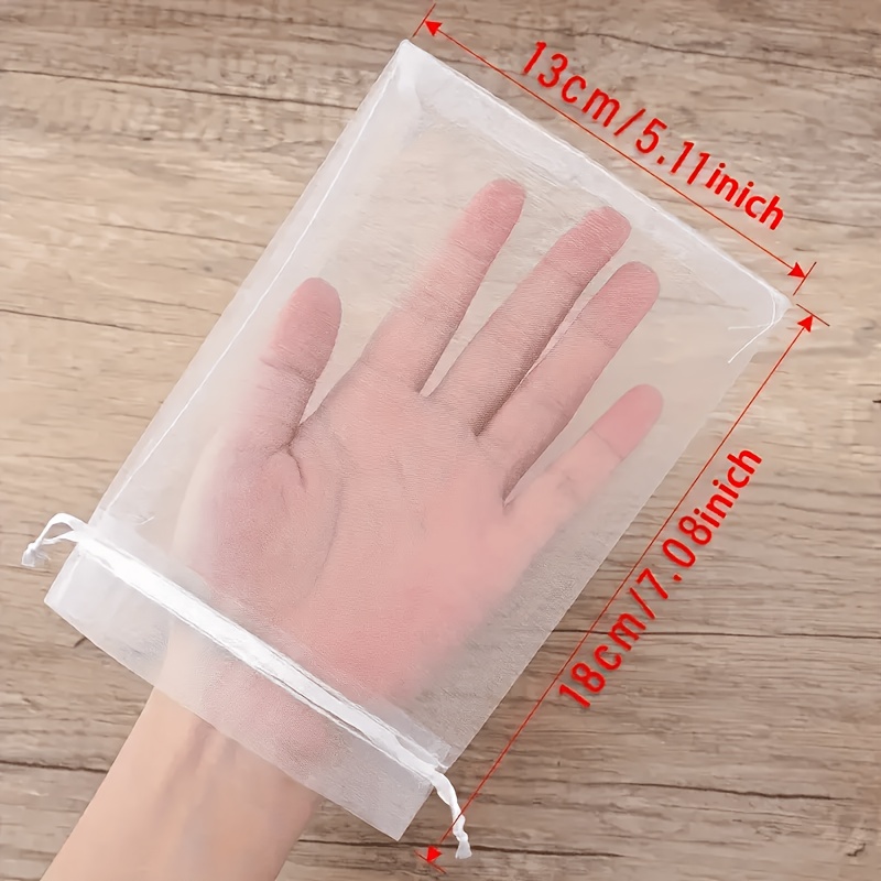 TEMU Gift For Her/him 22pcs White Breathable Mesh Organza Drawstring Bags With Ribbon, Transparent Pouches 5x7 Inch 13x18cm For Wedding Gifts Jewelry