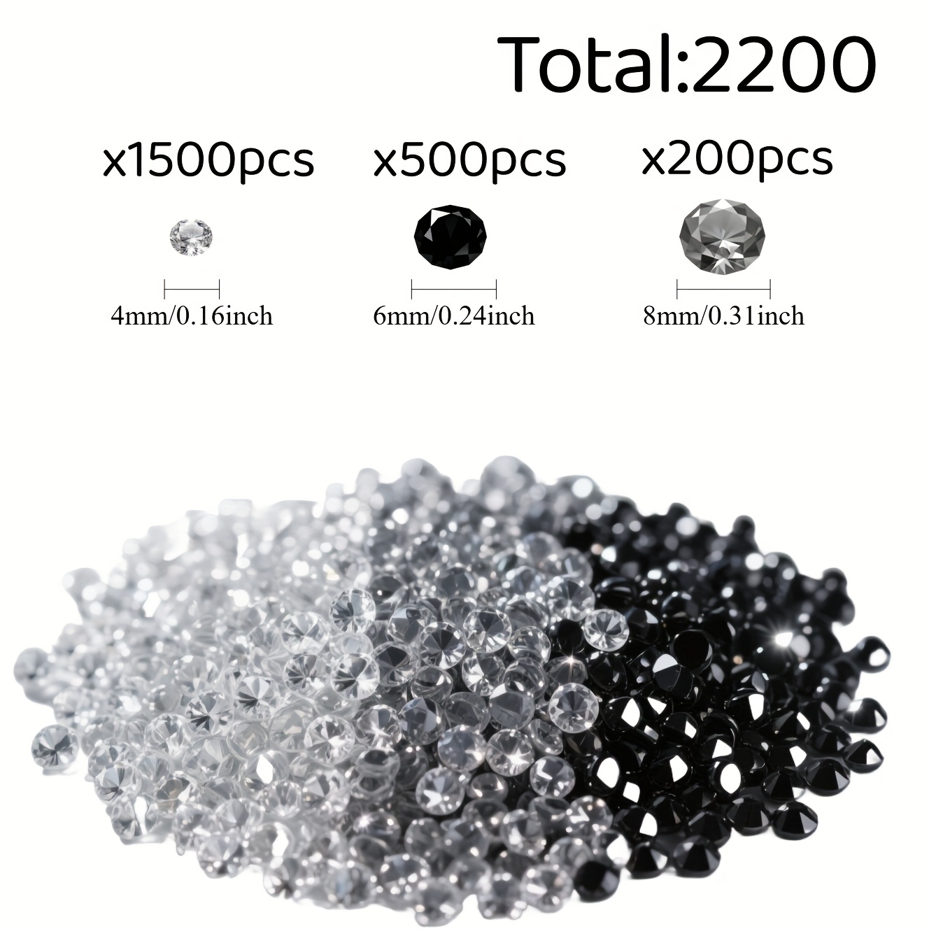E-shop 2200 Stk. schwarze/graue/klare Kunst-Diamanten – Halloween-tauglicher Glanz, wiederverwendbar für Vasenfüller für Tischdekorationen,