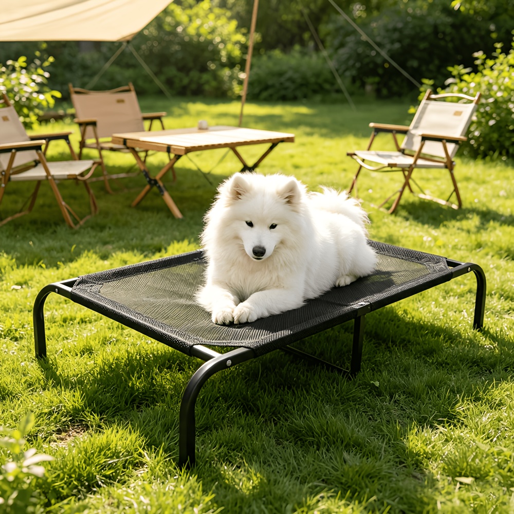 TEMU 3 Sizes Upgraded Elevated Dog Bed, Heavy Duty , Scratch Resistant Breathable Mesh Raised Pet Cot Bed, Cooling Dog Bed For Small Medium Large