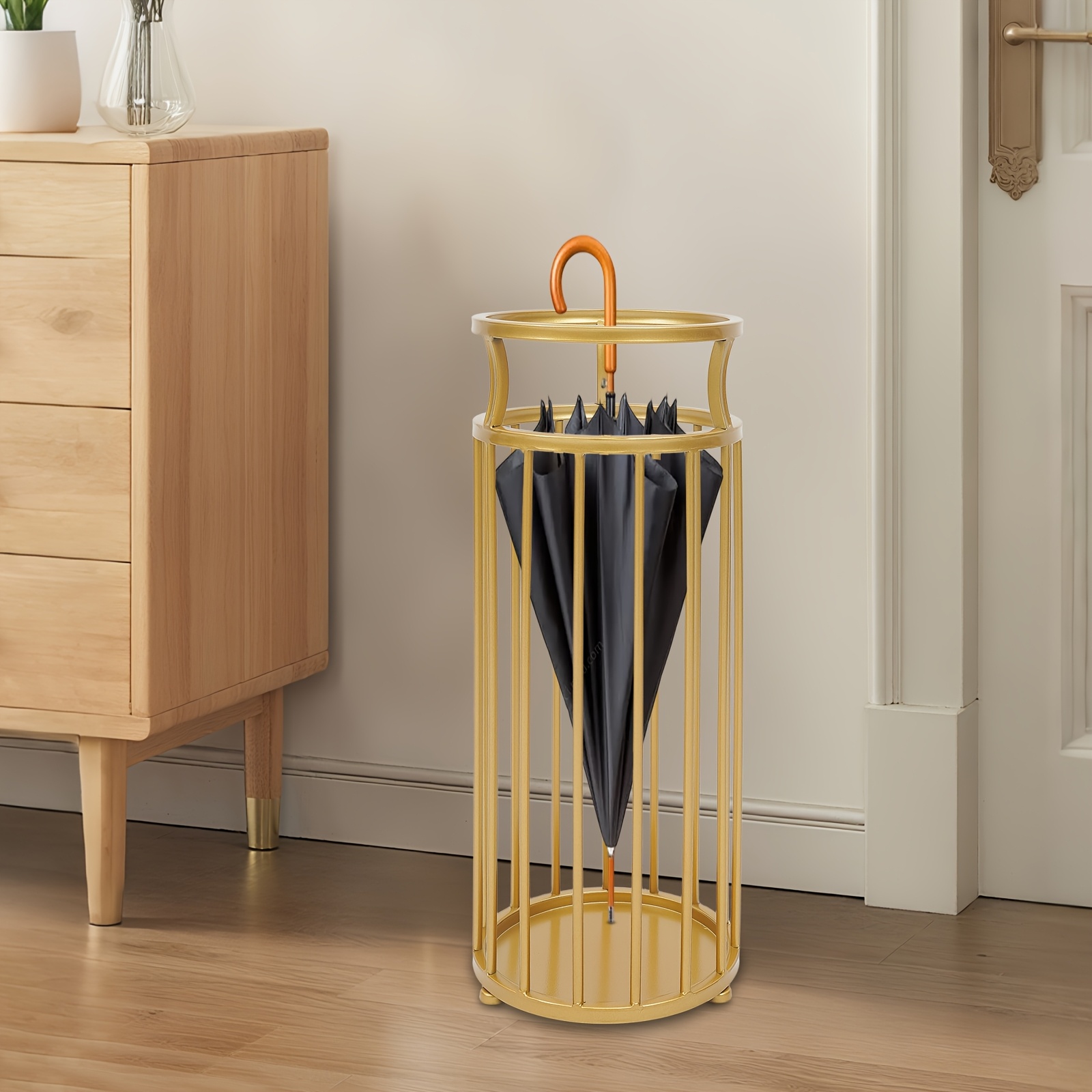 Image of Umbrella Stand, Umbrella Storage Bucket, Freestanding Umbrella Stand 22 X 58cm For Homes, Offices, Apartments, Hotels, Shops, Homestays (golden)