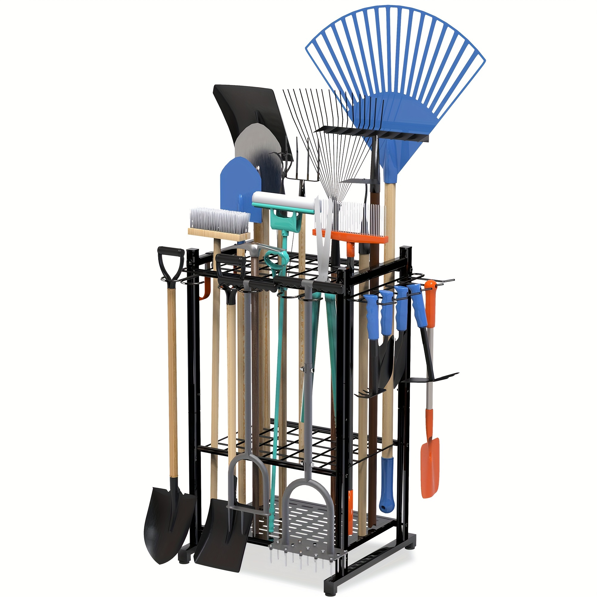 1pc Garden Tool Organizer, Yard Tool Tower Rack for Garage Organization and  Storage, Up to 50 Long-Handled Tools/Rakes/Brooms, Heavy Duty Steel Garden