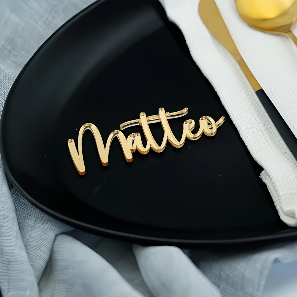 E-shop Acryl Namenskarte mit individuellem Design - Spiegelnde Acryl Gastkarten, lasergeschnittener Spiegel-Effekt, elegante Hochzeits- und