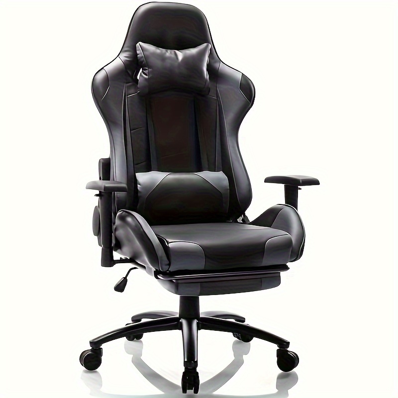 

Reclining Executive Chair With Footrest Ergonomic Gaming Chair Pu Leather Home Office Desk Chair With Lumbar Support, Headrest