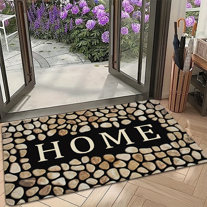 

1pc, Door Mat, Pebble Home Letter Printing, Anti Slip And Anti Fouling Soft Polyester Carpet, Suitable For Doorways, Kitchens, Bedrooms, Restaurants, Day Care Centers, Home Offices