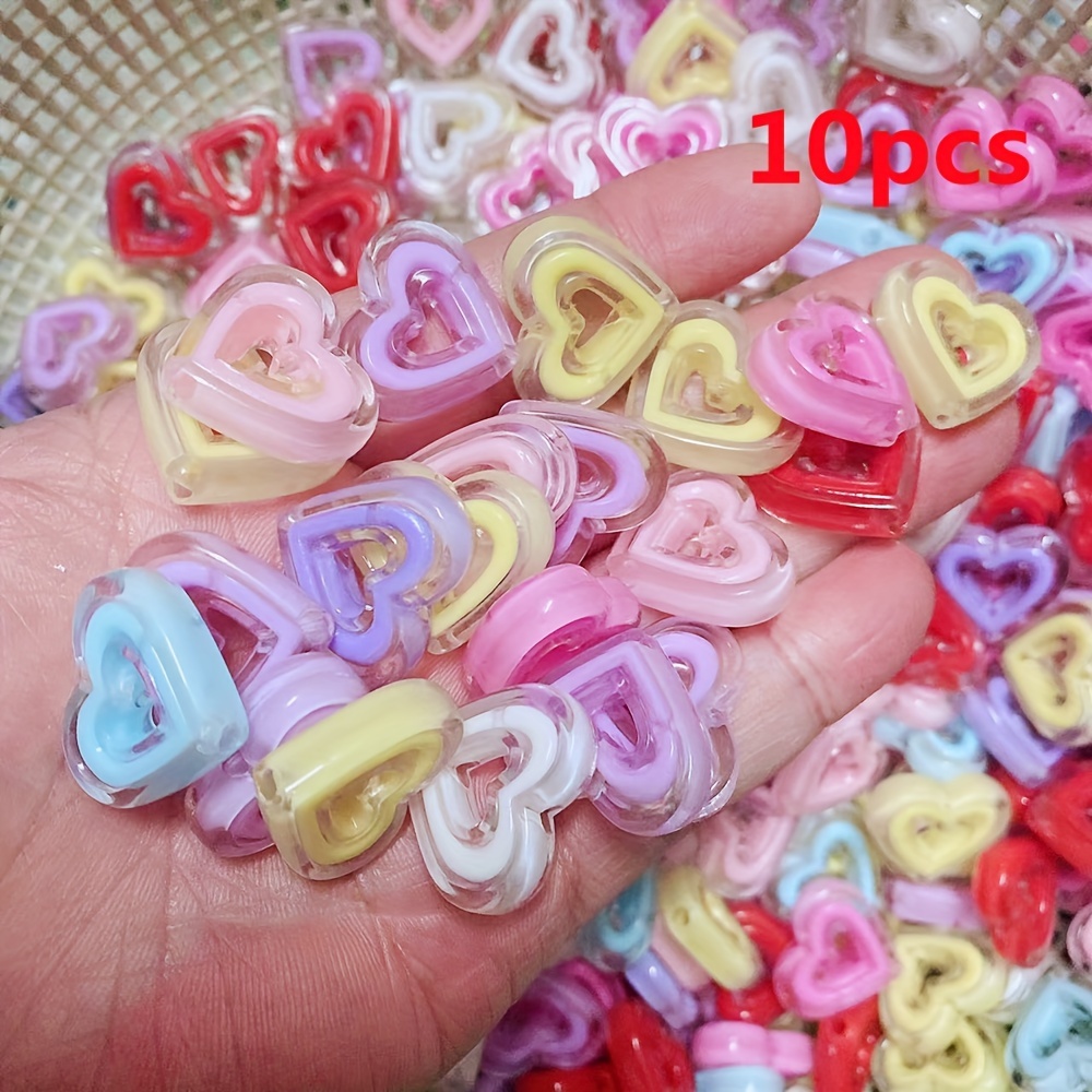TEMU 10pcs Cute Transparent Acrylic , 0.90" Dual-tone Hollow For Making - Perfect For Bracelets, Necklaces, Keychains & Hair Accessories