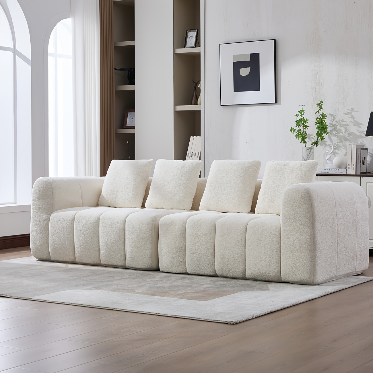 Image of A 2pcs Modular Straight-seating Sofa With High-density Foam Padding, No . Perfect For Cozy , Family Gatherings, Or Moments Of For Relaxation