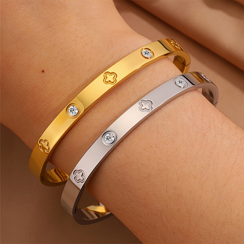 Customized 304L Stainless Steel Four-Leaf Clover Bracelet