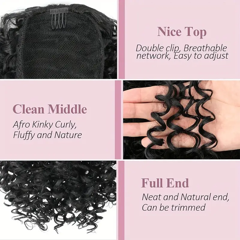 curly ponytail extension for women drawstring ponytail hair extensions 12 inch synthetic pony tail mix ponytail with 2 clips hairpiece for daily party details 8