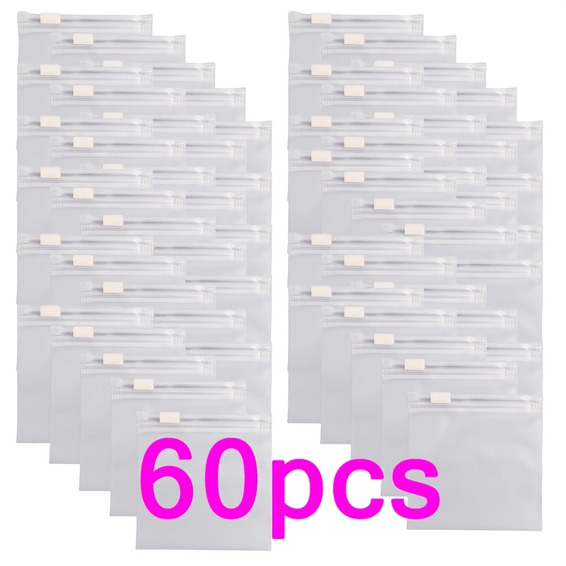 TEMU 30pcs/60pcs Pochettes réutilisables givrées avec fermeture éclair ! Design transparent , objets . Organisateur de câbles , du désordre de bureau