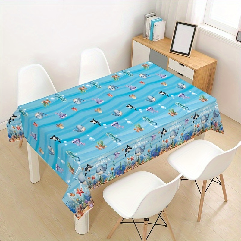 

Ocean-themed Party Tablecloth - Underwater Creatures Design, Perfect For Birthday Celebrations & Holiday Decor Mermaid Party Decorations Under The Sea Party Decorations