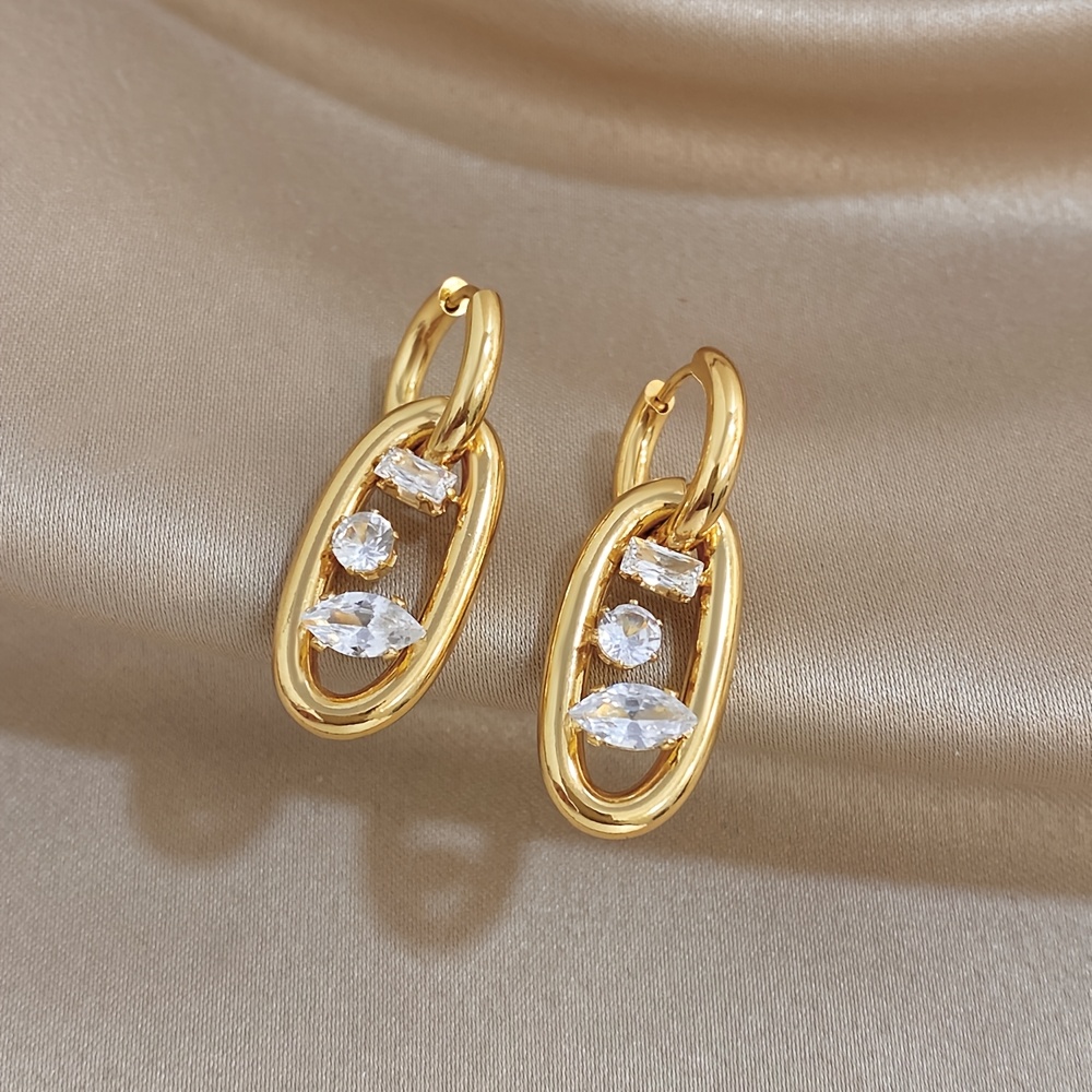 TEMU 1 Paire de Boucles d'Oreilles Clou d'Été Double Anneau (Doré) Minimaliste Acier Inoxydable 316 | Bijoux Faciles et Légers de Luxe | Vêtement de