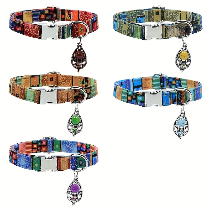 A Personalized Bohemian-Style Pet Collar with a Metal Buckle, Customizable Name And Phone Number Tag, Adjustable Anti-Loss Cat Collar, Soft, Comfortable, And Durable Accessory, Ideal for Outdoor Dog Walking, Perfect Gift for Medium And Small Dogs!