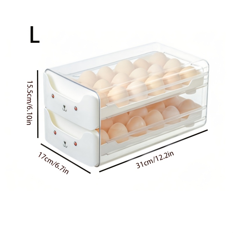 Image of 1pc 18/36 Compartment Drawer-type Egg Rack, Transparent Rectangular Stackable , Kitchen Supplies