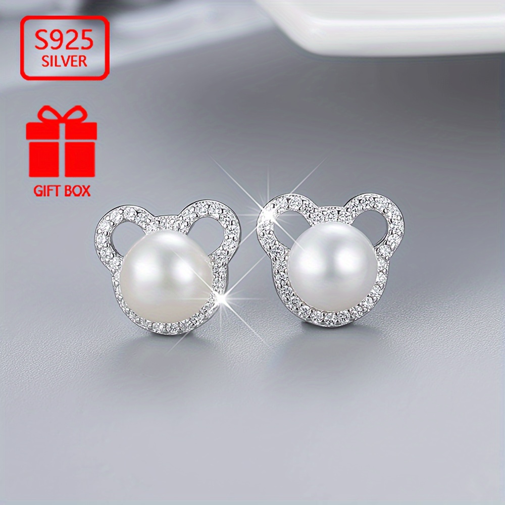 

Total Weight About 2.8g) 2pcs Women' Ear 925 Pure Silvery Mouse Women' Ear Classic Simple Cute Exquisite Women's Ear Earrings Suitable For Daily Commuting Activities Wear Suitable For Gift