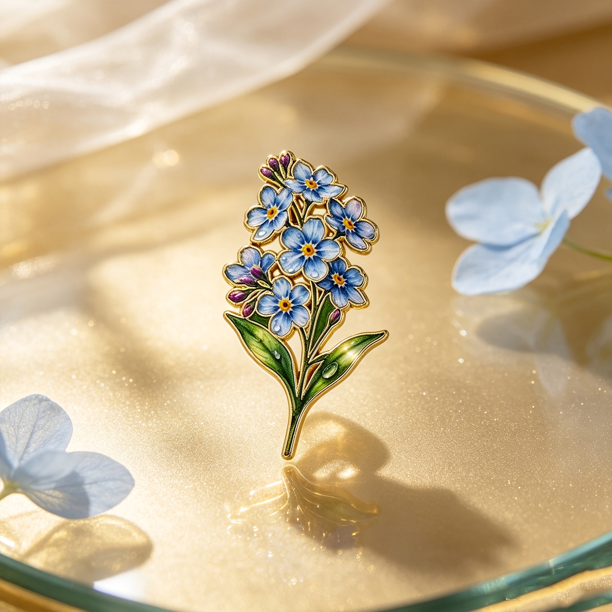 TEMU 1pc Painted -me-not Flower Brooch, Gentle Retro , Daily Outerwear Scarf Embellishment, Suitable For Plant-themed Collectible Gifts