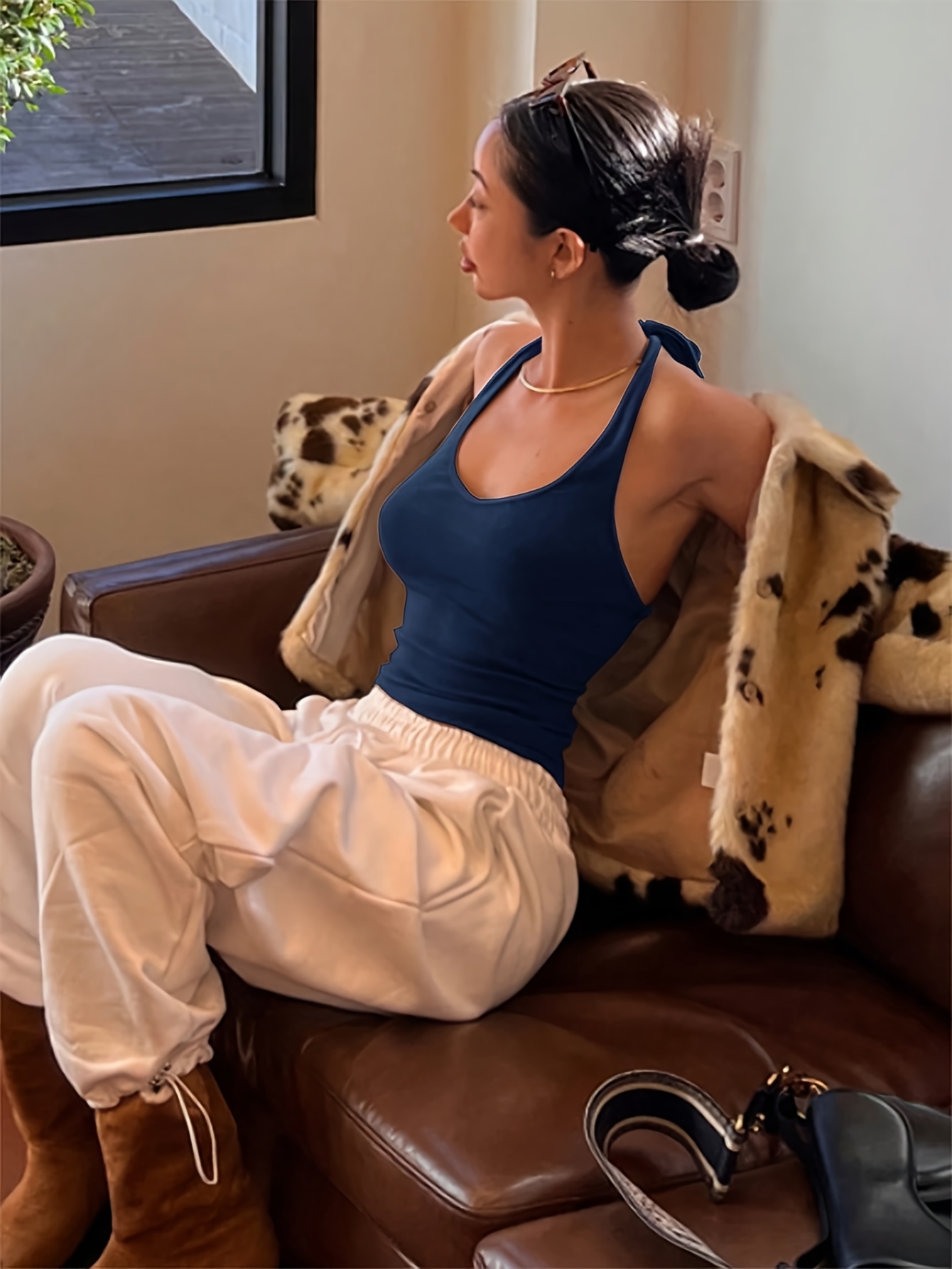 Women's Sexy Backless Halter Top - Stretchy Shirt with Slim Fit, Non-See-Through Backless Blouse for Party, Date, Everyday - OKde Women's Clothing, Date Night, Feminine Design, Comfortable Fit, Stylish Vest, Fashion Lovers