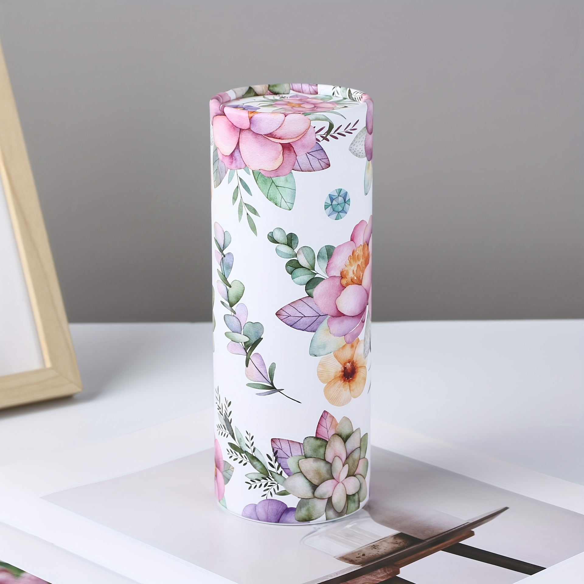 TEMU 1 Roll (50pcs) Flower Patterned Car Tissue Tube, Including Facial Tissue - Car Tissue, Cylindrical Tissue Tube, Car Seat Cylindrical Paper,