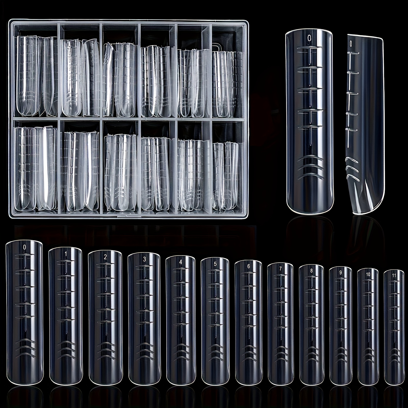Image of 120pcs Dual Nail Forms Set - 12 Sizes Stiletto False Nail Molds, Full Cover Design, Ideal For Nail Tips Art At Home, Suitable For Beginners And Enthusiasts