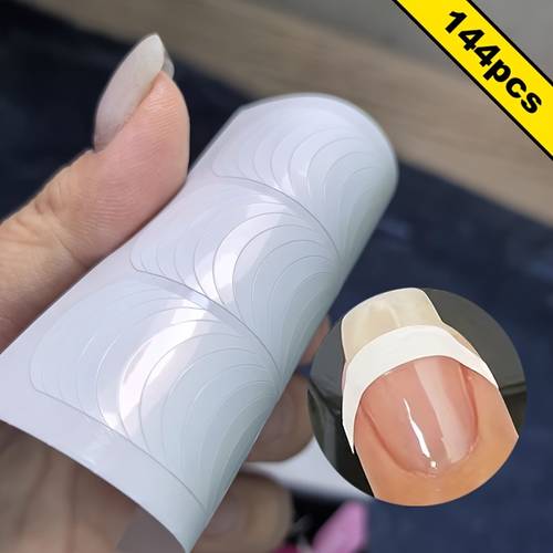 144pcs 3 sheets of self french manicure stickers in a smiling moon shape for nail art tools