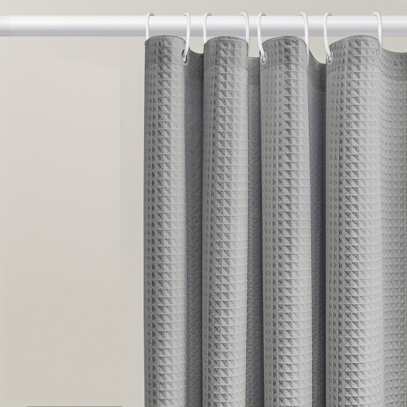 E-shop Verdickter Waffel-Karotten-Jacquard Badezimmer Duschvorhang Jacquard Stoff Vorhang mit passenden Haken