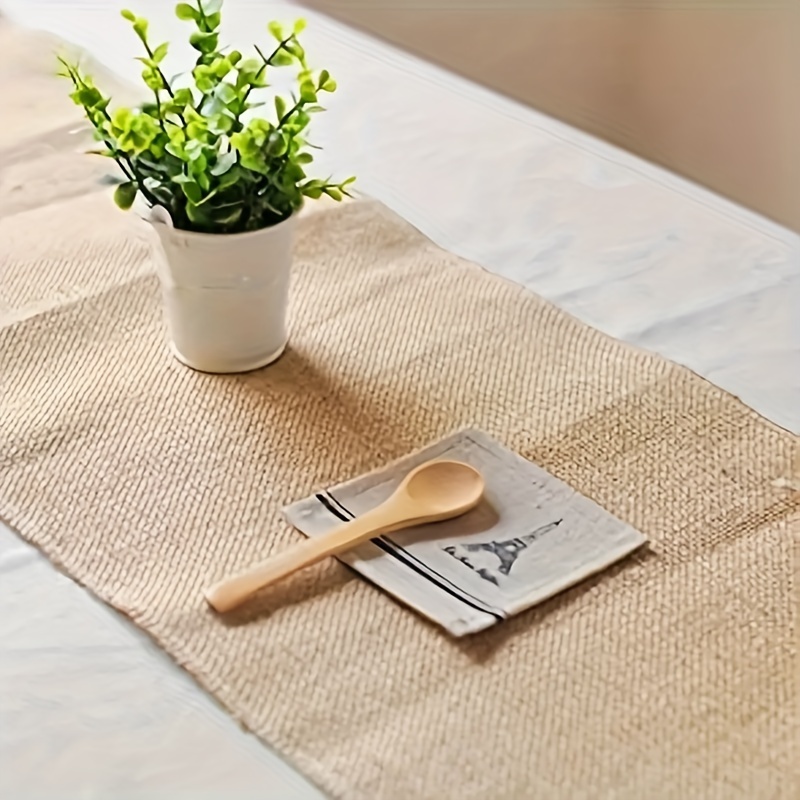 

Rustic Khaki Burlap Table Runner - Farmhouse Style, Perfect For Weddings, Birthdays & Engagement Parties - Durable Linen Blend, Rectangular Shape