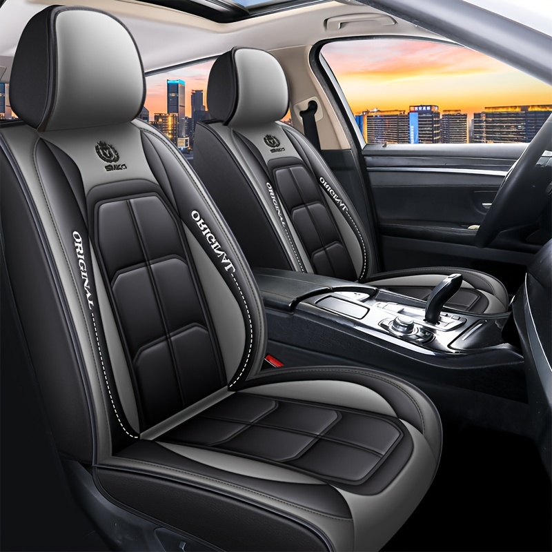 5pcs Full Set Car Seat Covers -  Fit for Most Sedans, SUVs & Trucks - Premium PU Leather, Waterproof & Breathable - Year-Round Protection