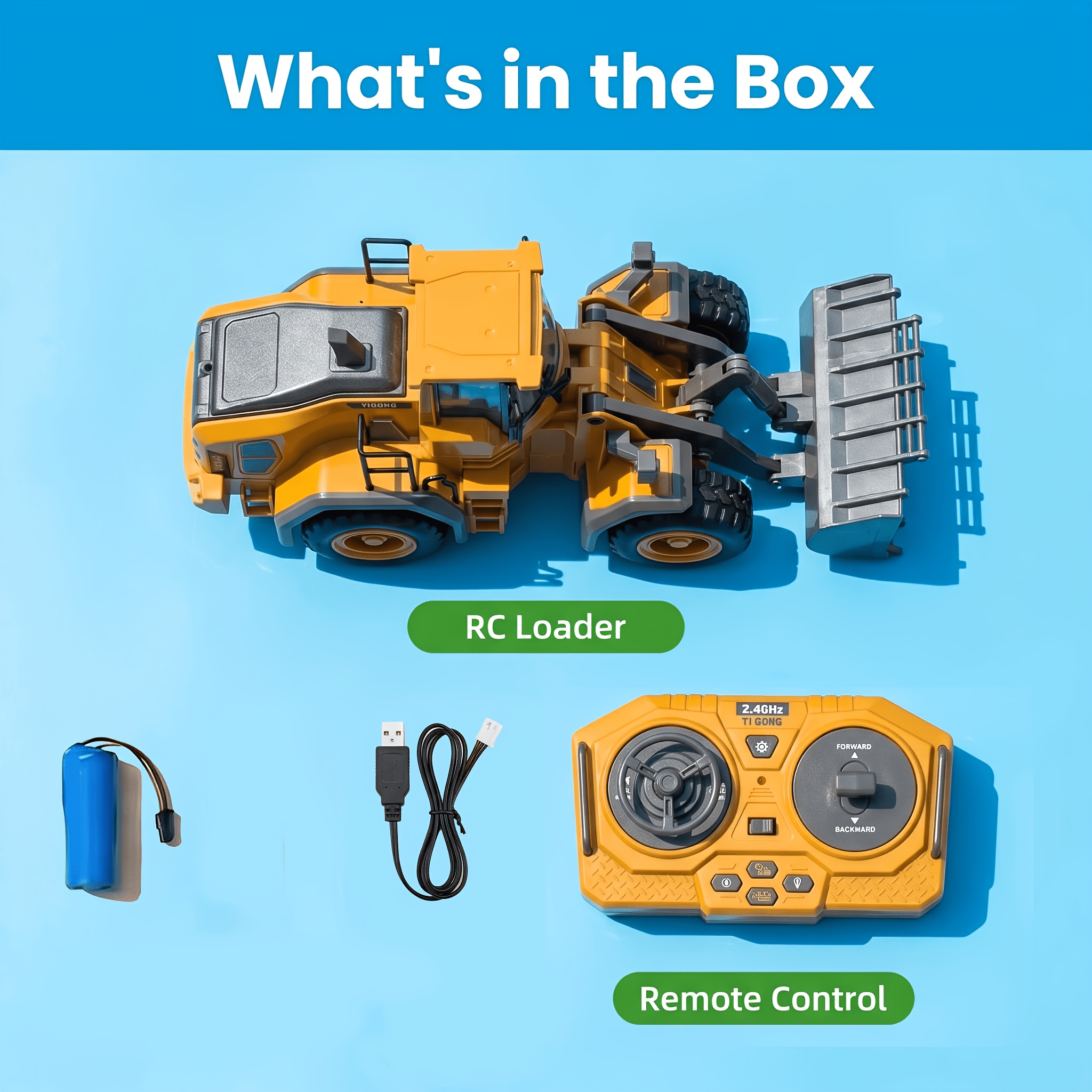 TEMU Remote Control Alloy Loader Toy Excavator, Dump Engineering Toy Car, 2. 4g 1 9 Channels Park Bulldozer Bestsellig